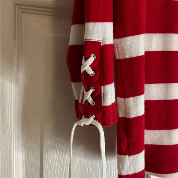 Lauren Ralph Lauren Red and White Striped Mid Sleeve Top Size XL - Picture 4 of 11